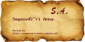 Segesvári Anna névjegykártya
