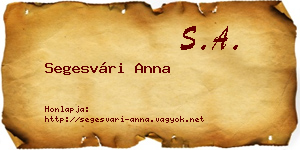 Segesvári Anna névjegykártya